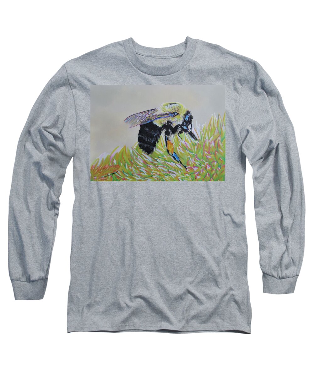Bee Long Sleeve T-Shirt featuring the drawing The Look and Feel by Kelly Speros