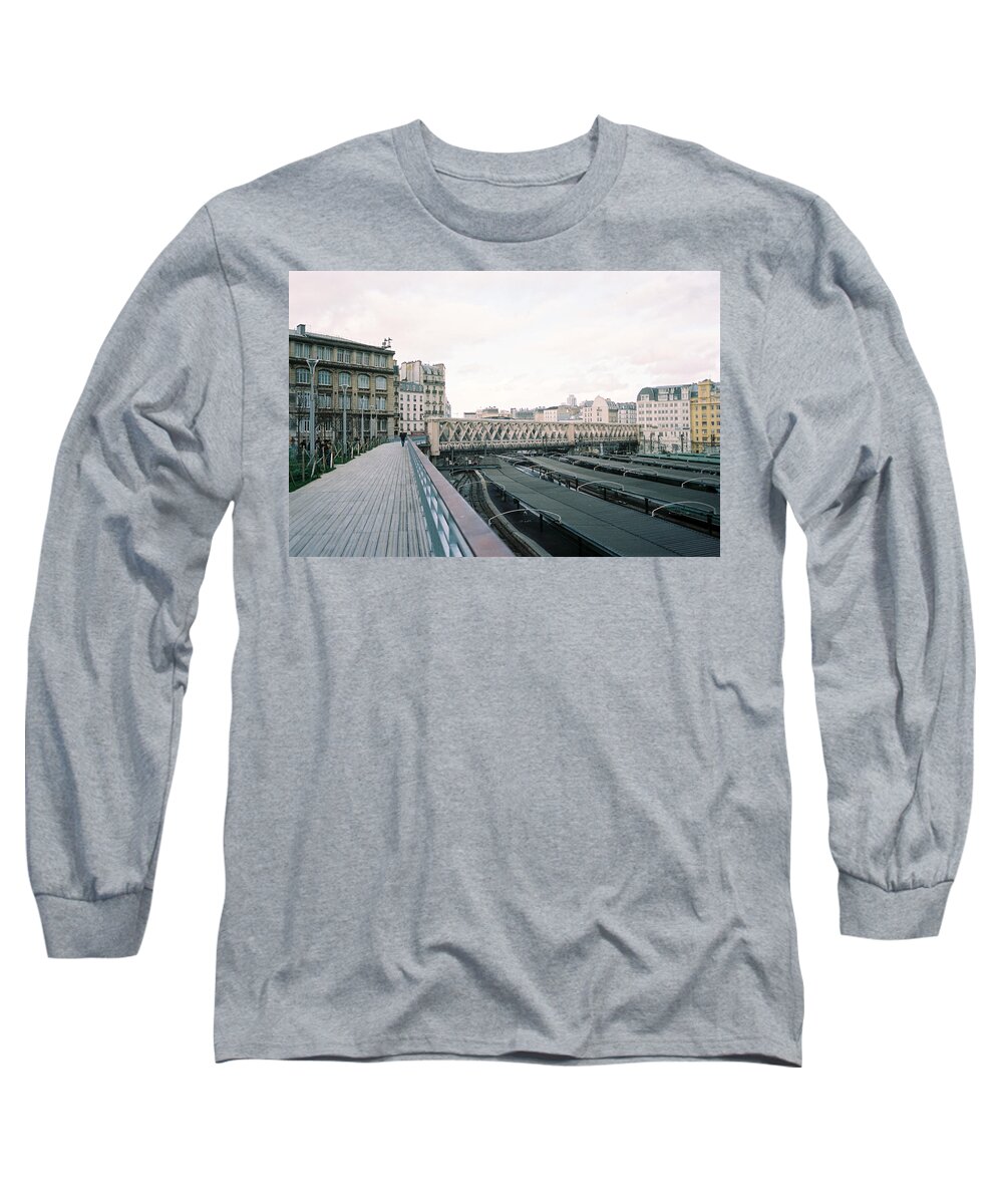 Rail Long Sleeve T-Shirt featuring the photograph The network within the city by Barthelemy De Mazenod