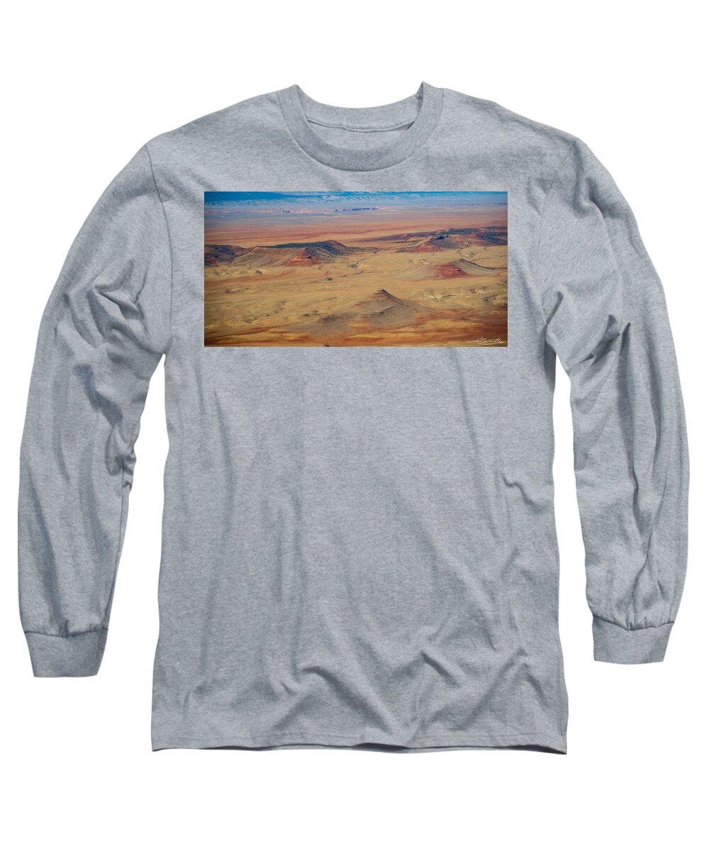 Flagstaff Arizona Painted Desert Colorful Rock Cliff Formations Sand Long Sleeve T-Shirt featuring the photograph The Painted Desert by Geno Lee