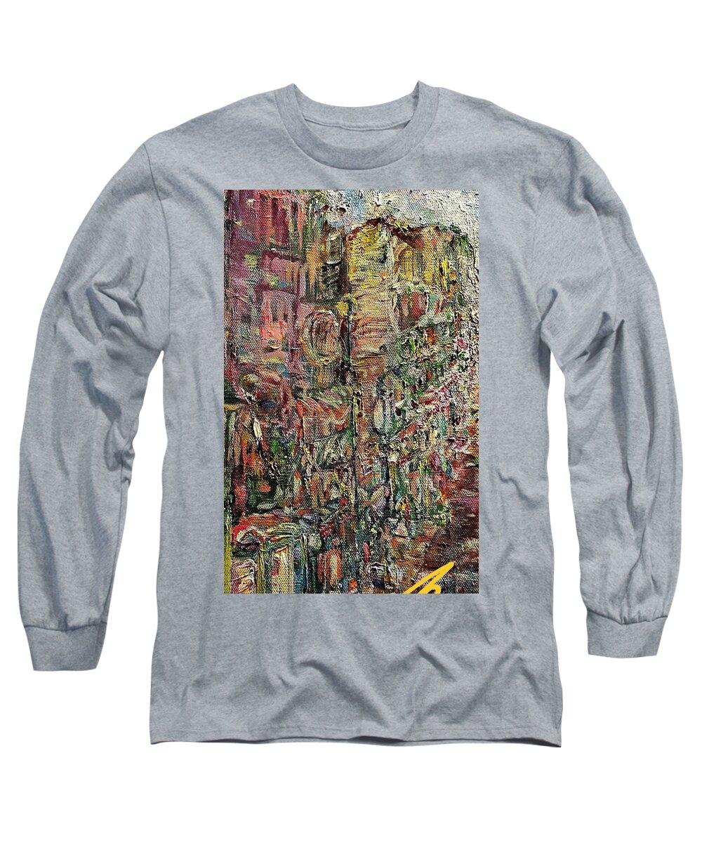 French Quarter Long Sleeve T-Shirt featuring the painting The Quarter by Julie TuckerDemps