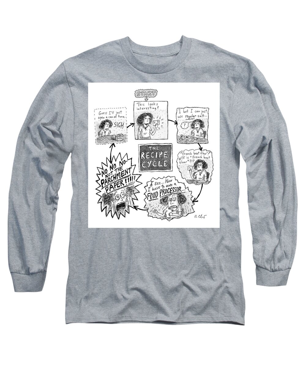 A26502 Long Sleeve T-Shirt featuring the drawing The Recipe Cycle by Roz Chast