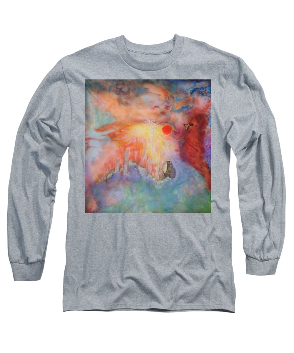 Abstract Long Sleeve T-Shirt featuring the painting The Transience of Life by Karen Lillard