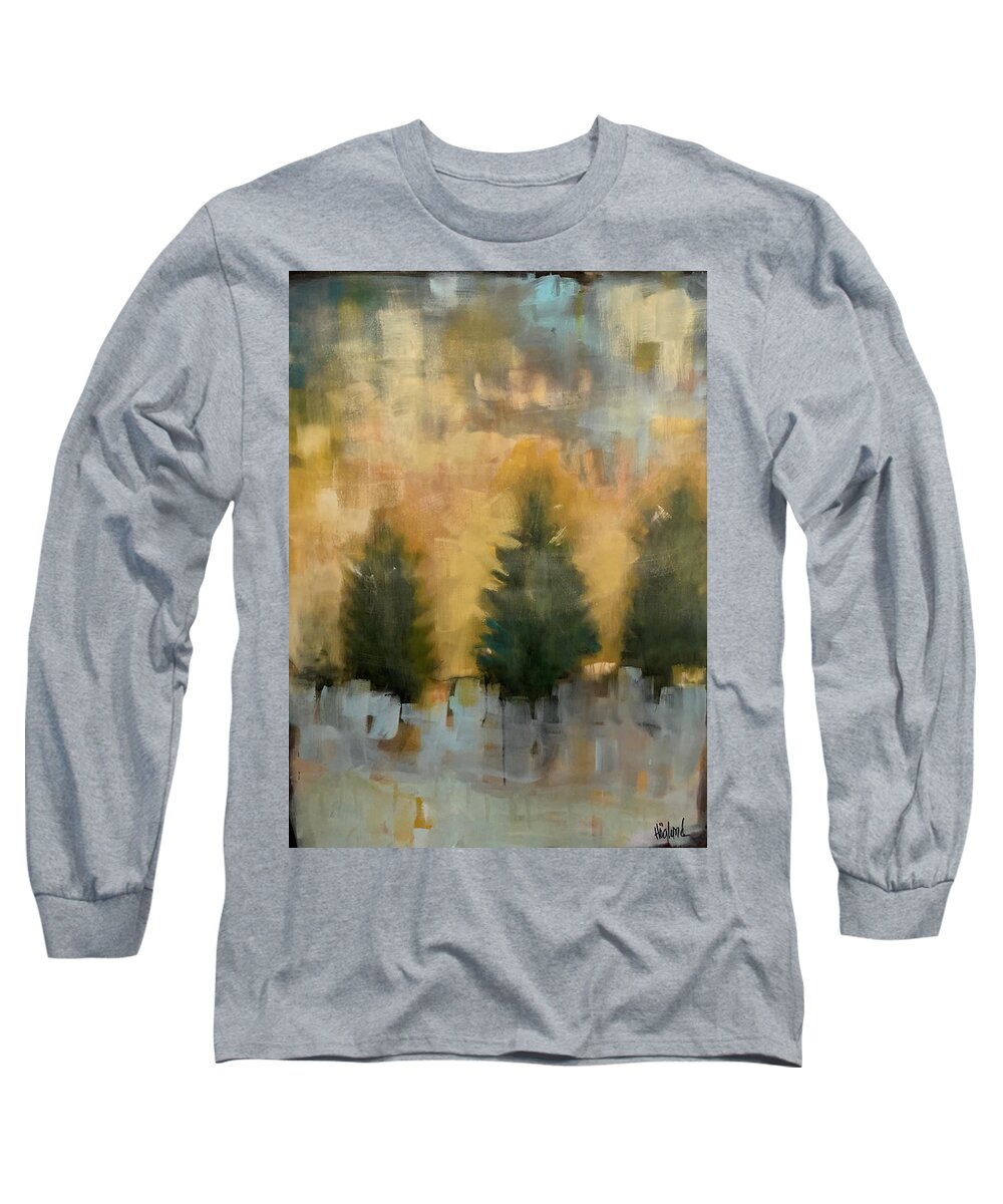  Long Sleeve T-Shirt featuring the painting Three Pines by Daniel Hoglund