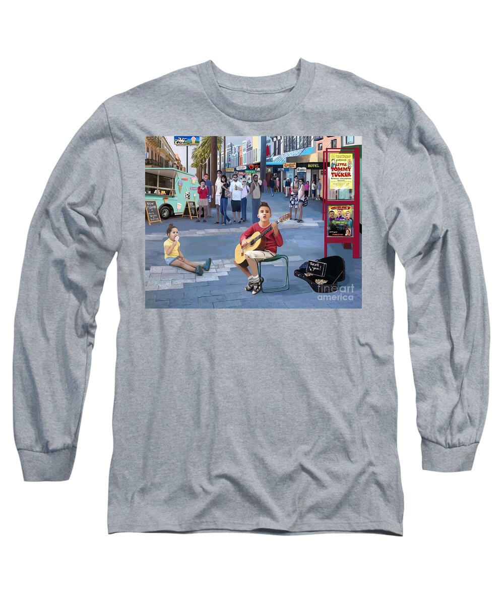Books Long Sleeve T-Shirt featuring the painting Tommy Tucker the Busker by Jackie Case