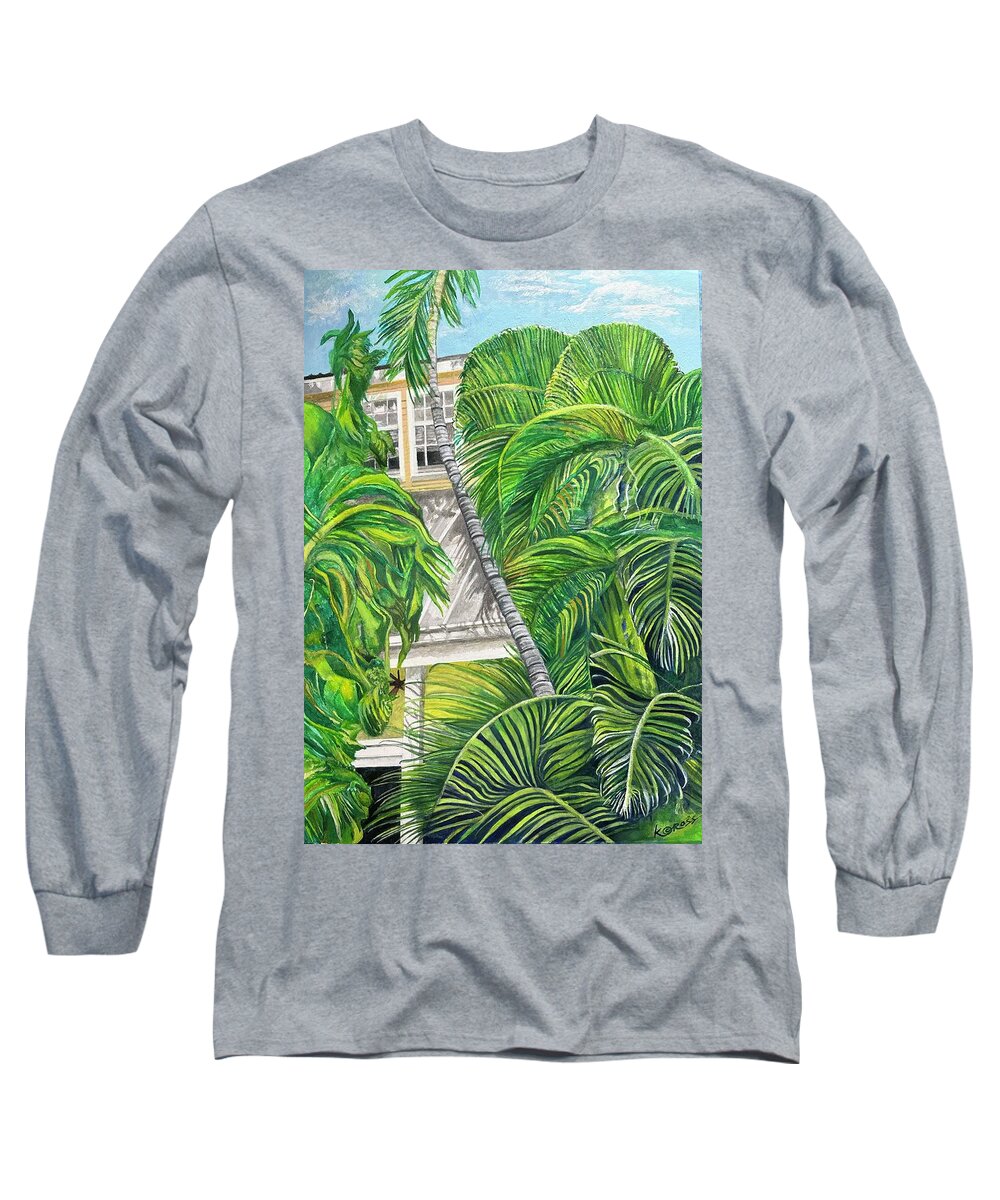 Key West Long Sleeve T-Shirt featuring the painting Tranquility, Key West by Kandy Cross
