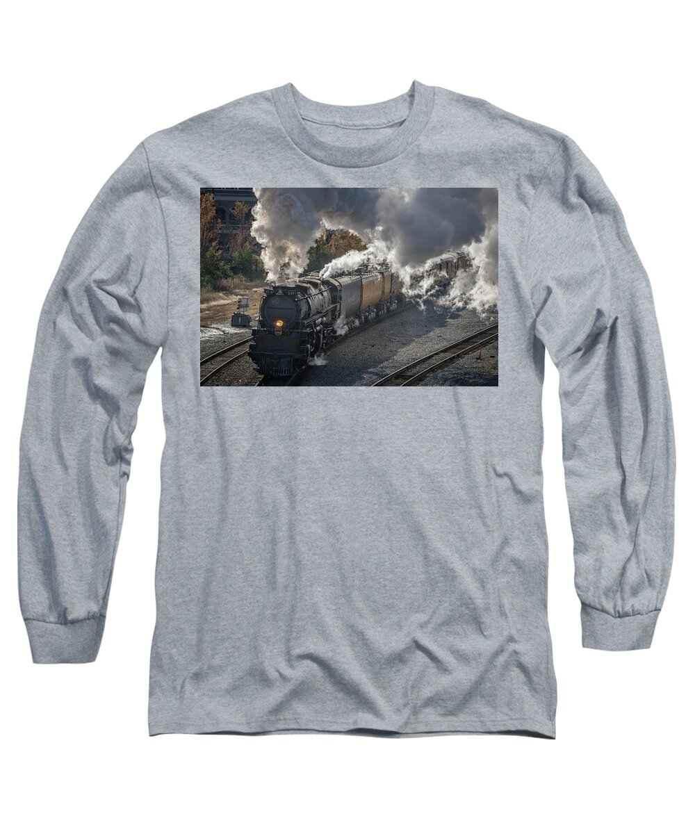Railroad Long Sleeve T-Shirt featuring the photograph Union Pacific 4014 Big Boy Locomotive at Little Rock Arkansas by Jim Pearson