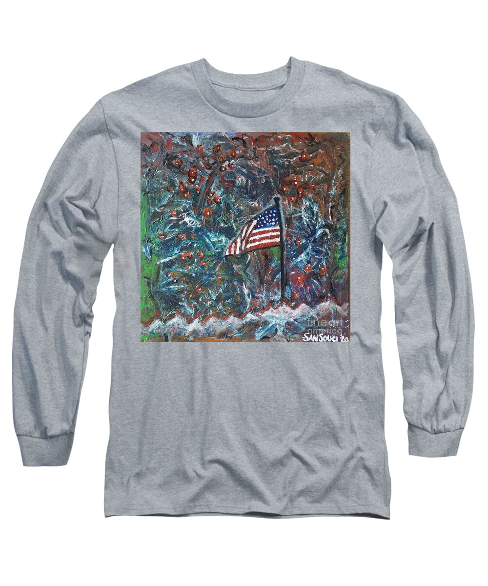  Long Sleeve T-Shirt featuring the painting The United States of Turmoil by Mark SanSouci
