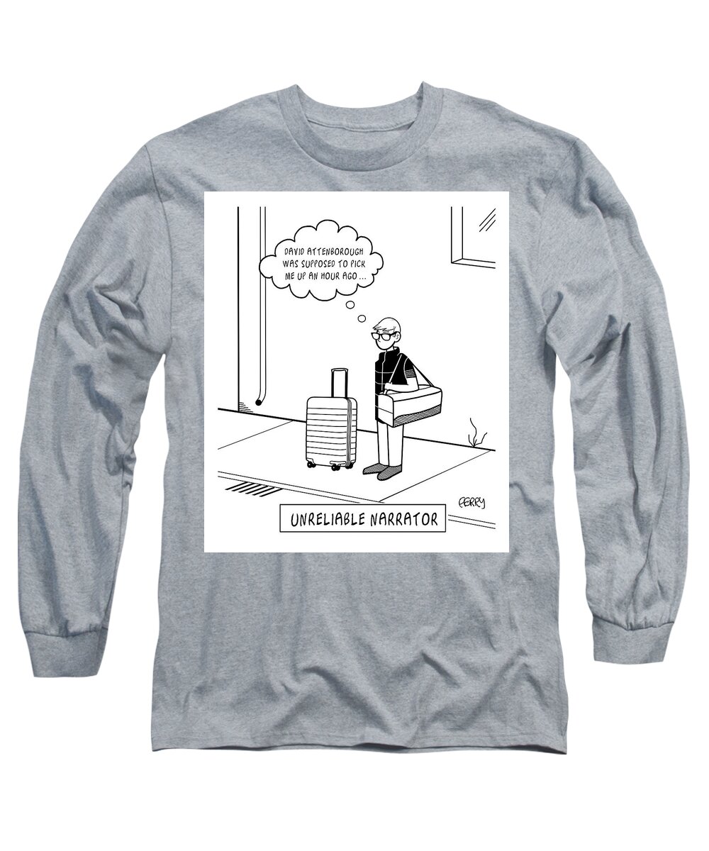 A27767 Long Sleeve T-Shirt featuring the drawing Unreliable Narrator by Tadhg Ferry