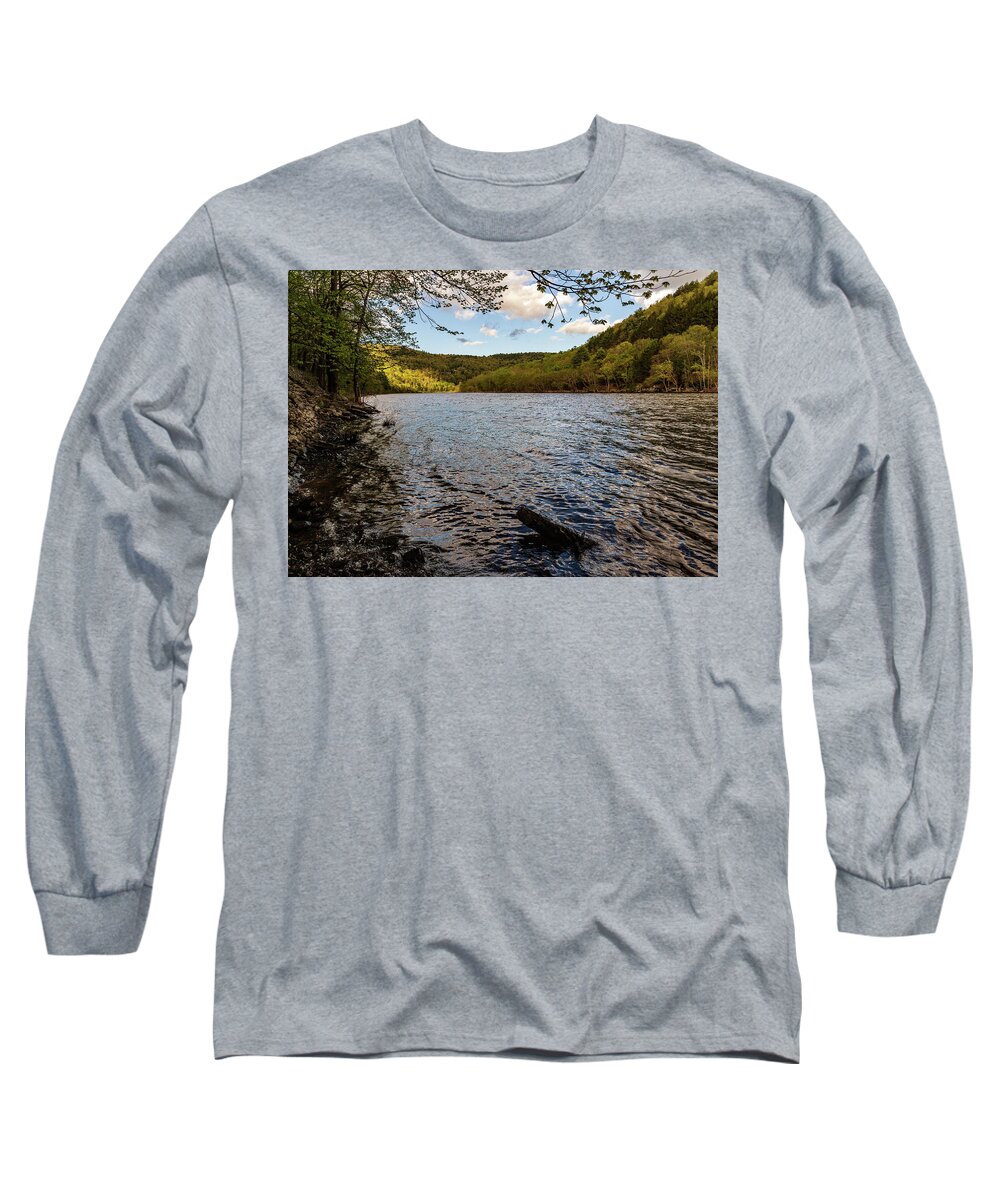 Rivers Long Sleeve T-Shirt featuring the photograph Upper Delaware River Mongaup by Amelia Pearn