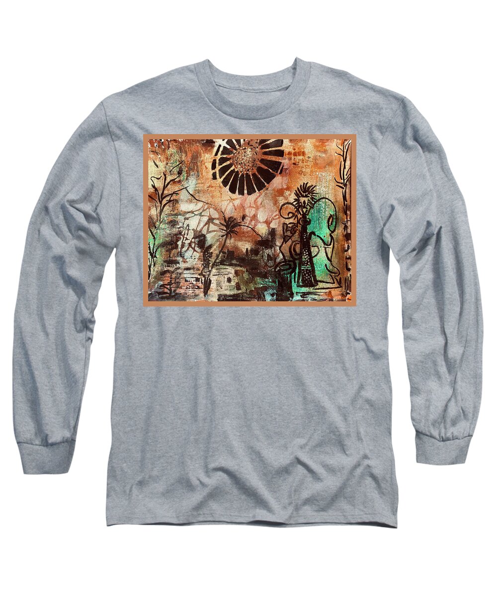 Abstract Long Sleeve T-Shirt featuring the painting Vacation Memory by Tommy McDonell