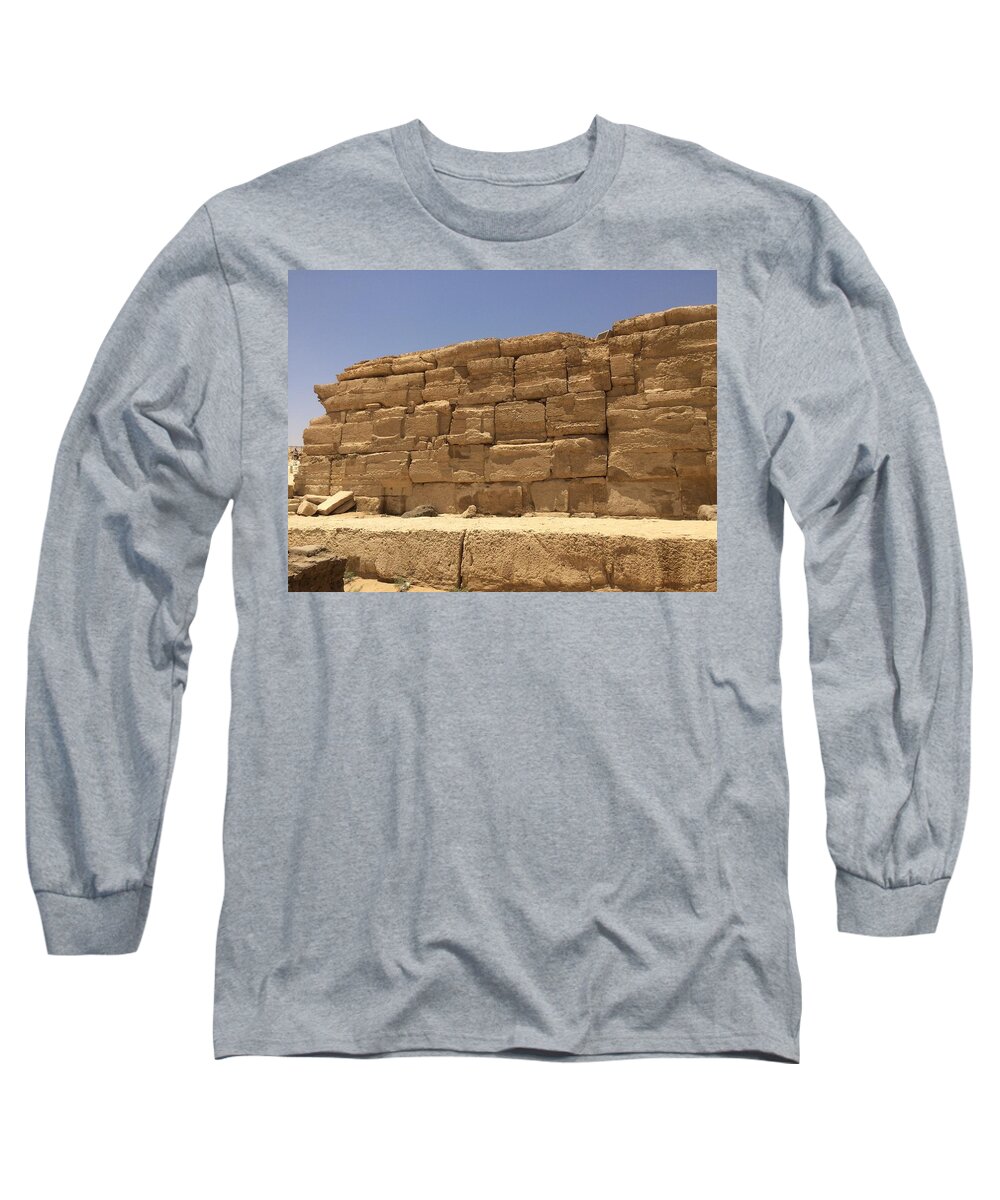Giza Long Sleeve T-Shirt featuring the photograph Valley Temple, Giza, Egypt by Trevor Grassi
