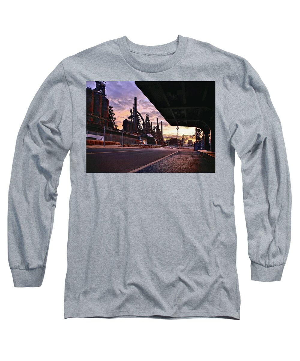 Bethlehem Long Sleeve T-Shirt featuring the photograph Waitin' On The Bus by DJ Florek