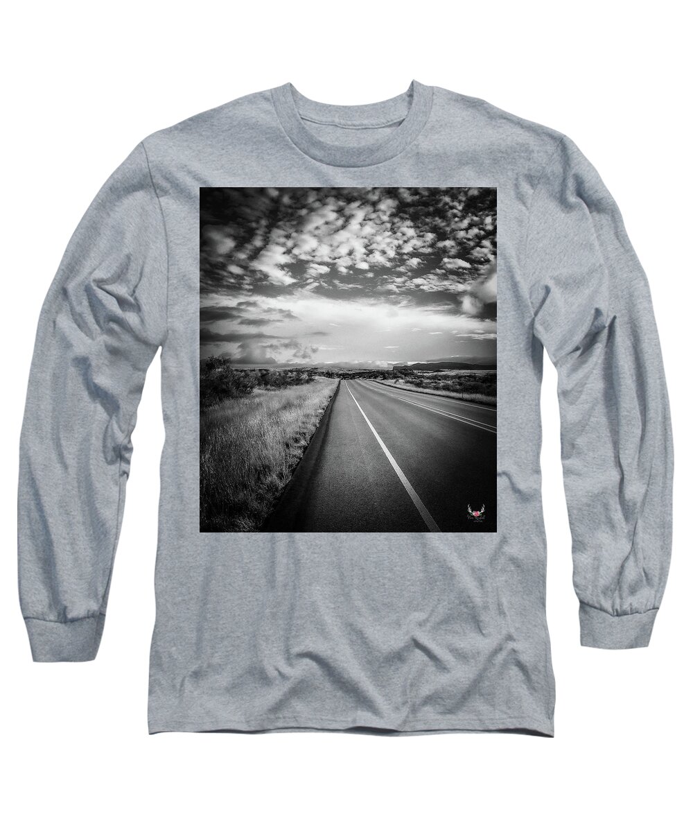 Oldwest Long Sleeve T-Shirt featuring the photograph West Texas in BW by Pam Rendall