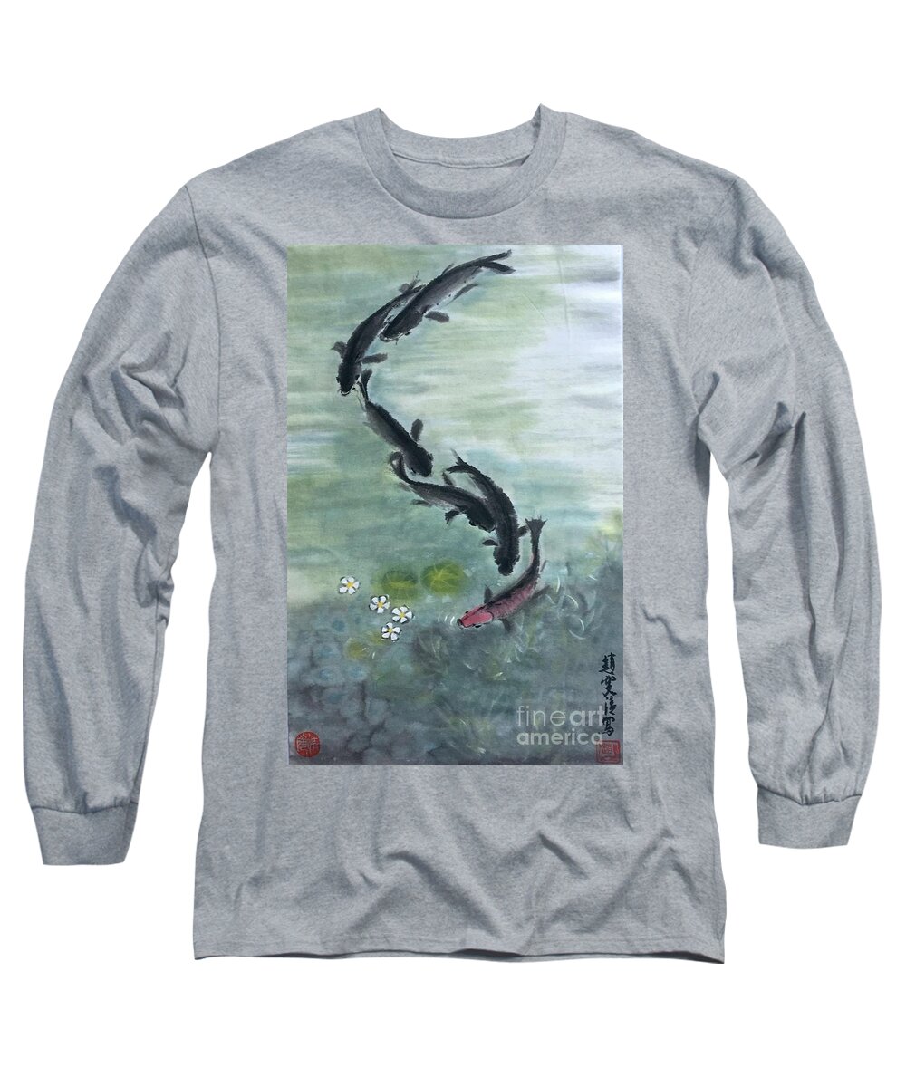 Lake Art Long Sleeve T-Shirt featuring the painting Wishful by Carmen Lam