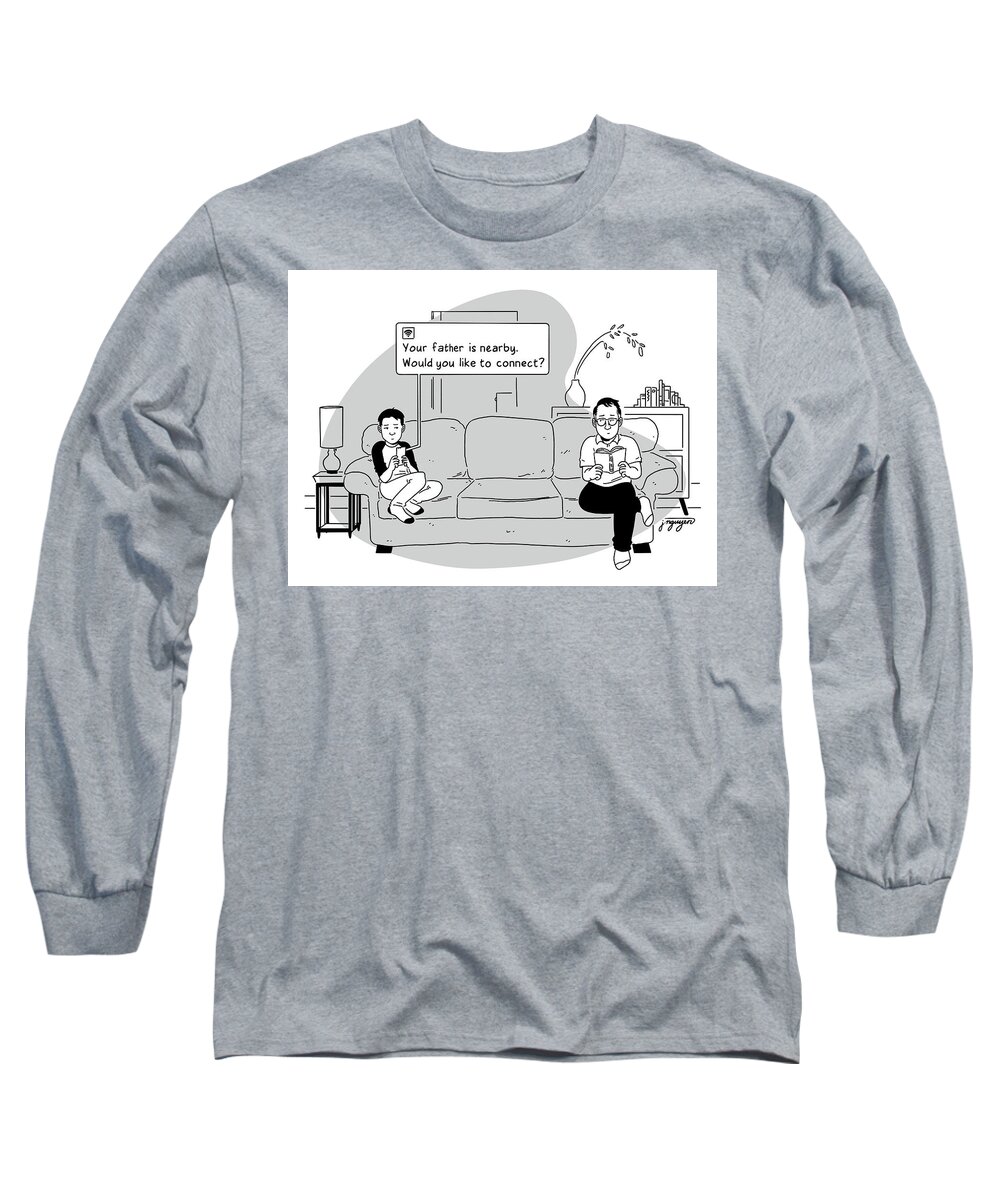 Captionless Long Sleeve T-Shirt featuring the drawing Would You Like To Connect? by Jeremy Nguyen