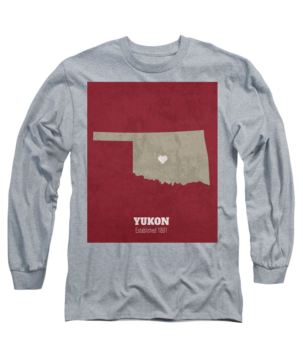 Yukon Oklahoma City Map Founded 1891 University Oklahoma Palette Long Sleeve Design Turnpike - Instaprints