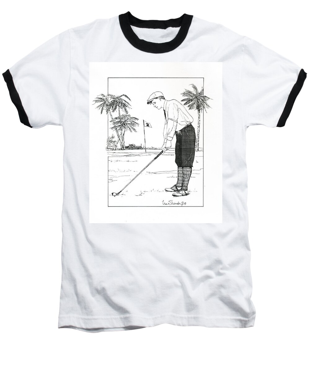 Golf Baseball T-Shirt featuring the drawing 1920's Vintage Golfer by Ira Shander
