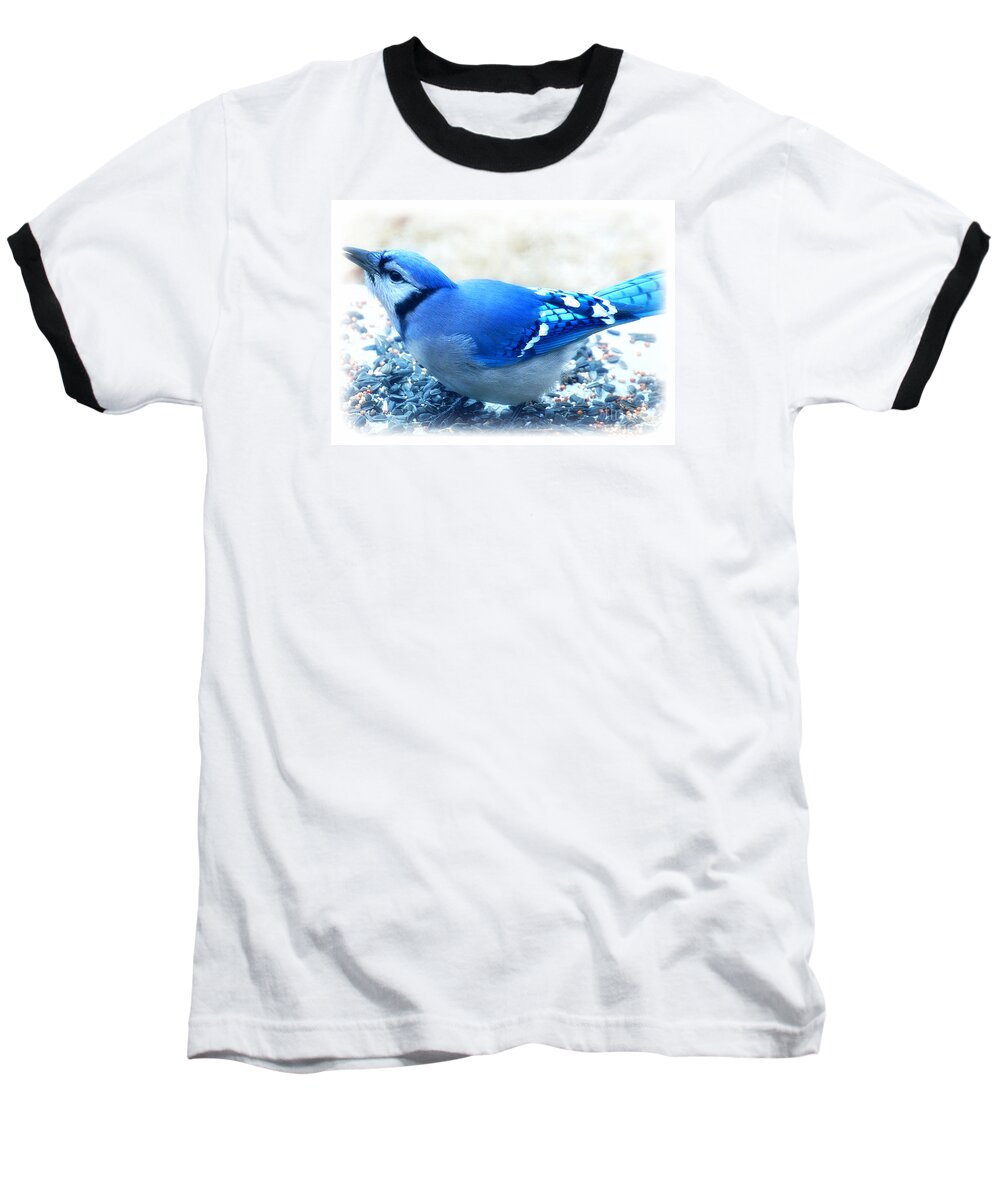 Landscape Baseball T-Shirt featuring the photograph Bright Blue Jay by Peggy Franz