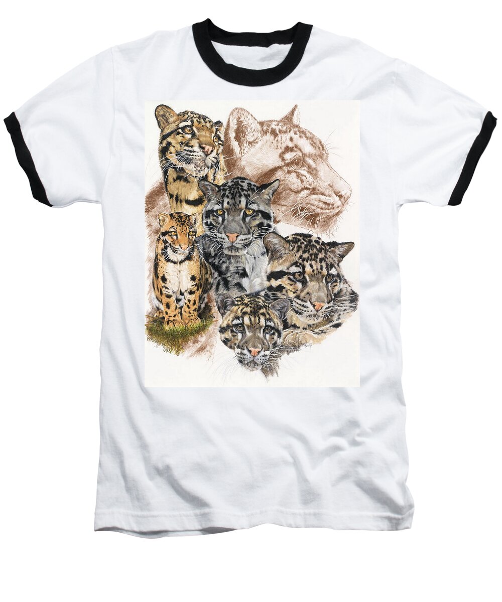 Clouded Leopard Baseball T-Shirt featuring the mixed media Cloudburst by Barbara Keith