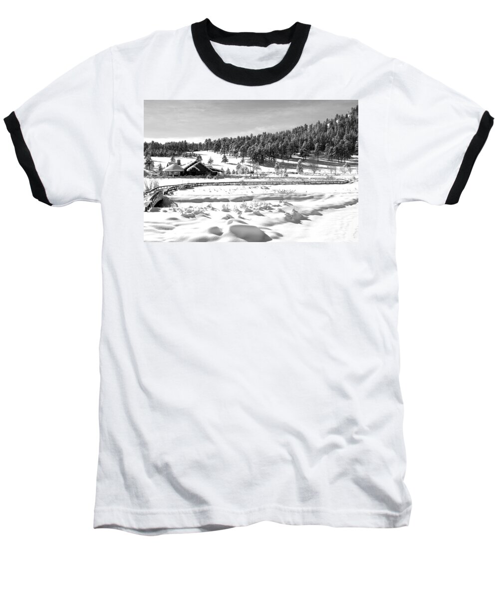 Lake Baseball T-Shirt featuring the photograph Evergreen Lake House Winter #1 by Ron White