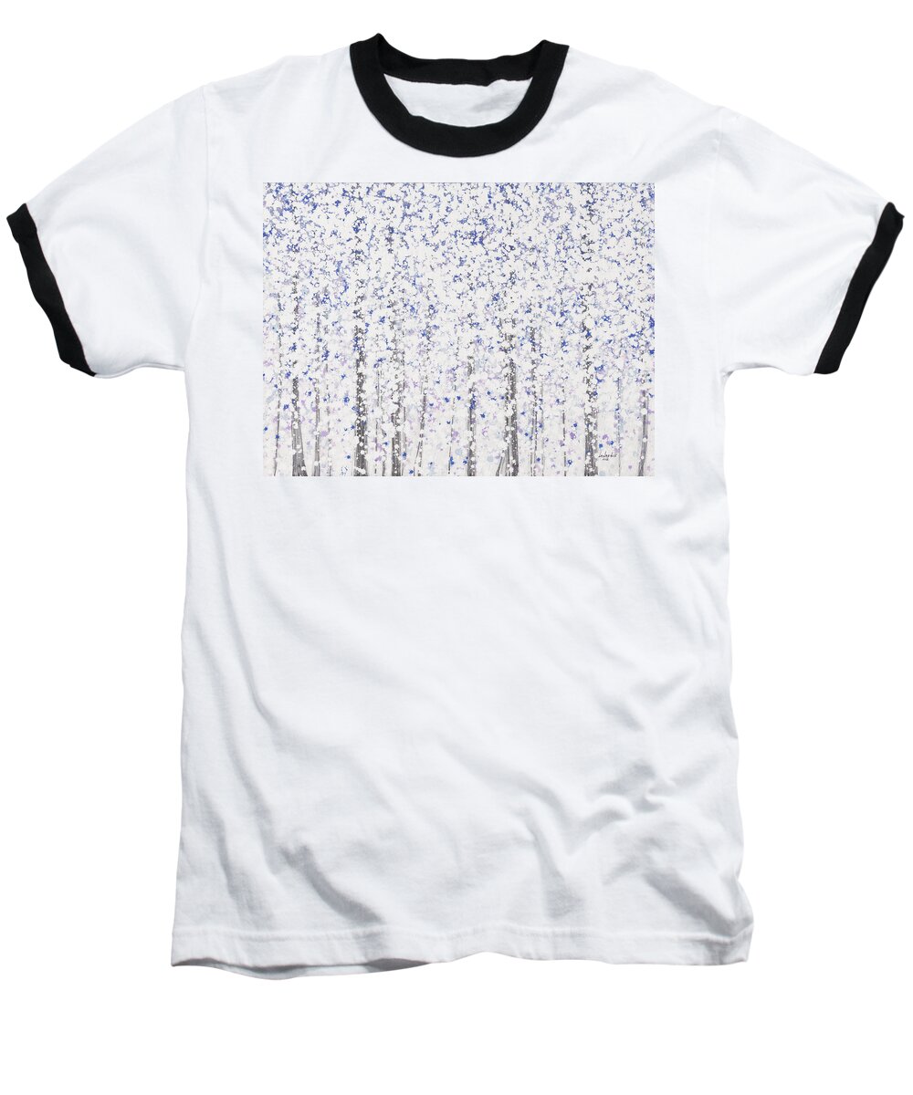 Aesthetic Baseball T-Shirt featuring the painting Trees at Twilight 20 by Jerome Lawrence