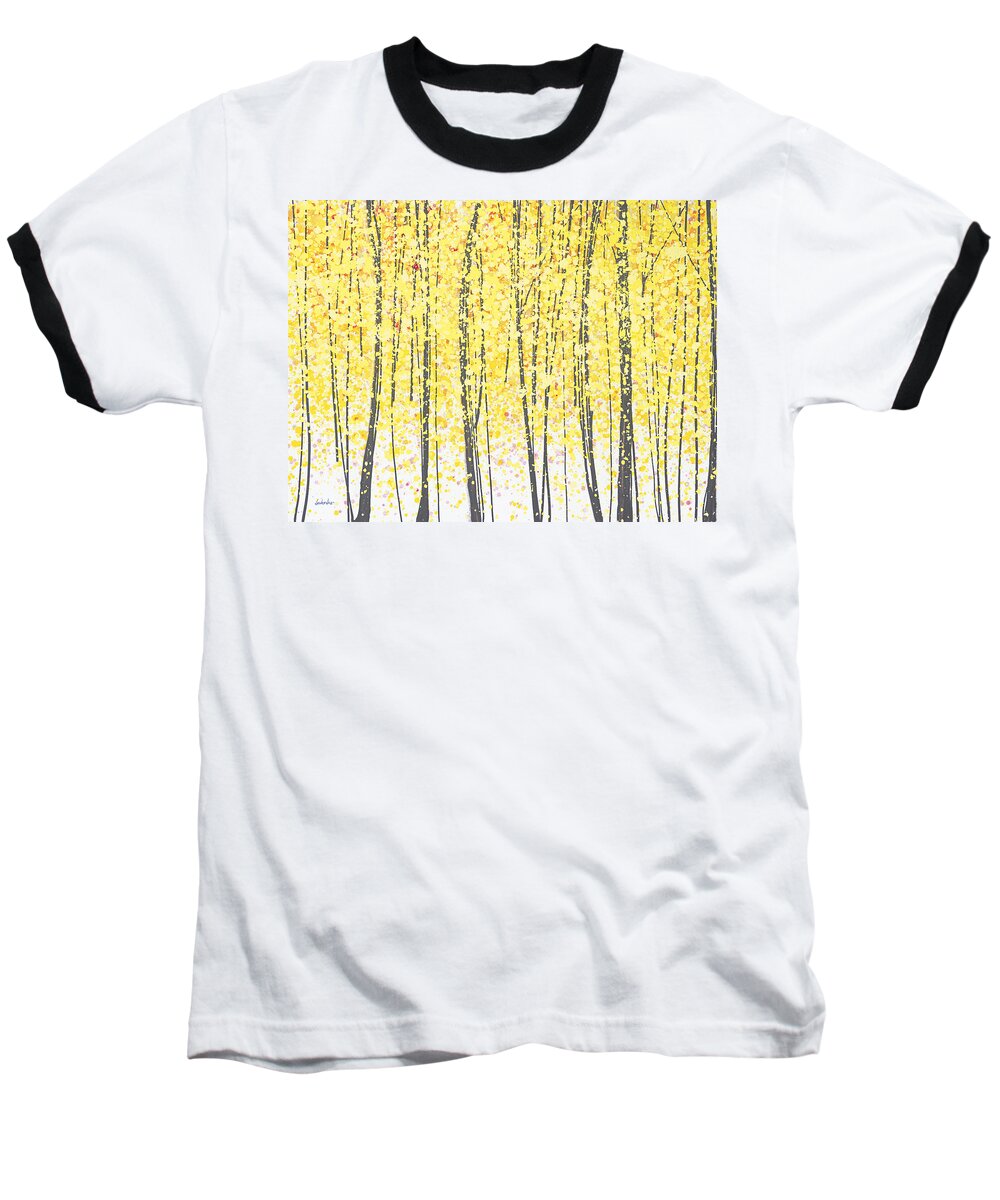 Tree Baseball T-Shirt featuring the painting Trees at Twilight Gold by Jerome Lawrence