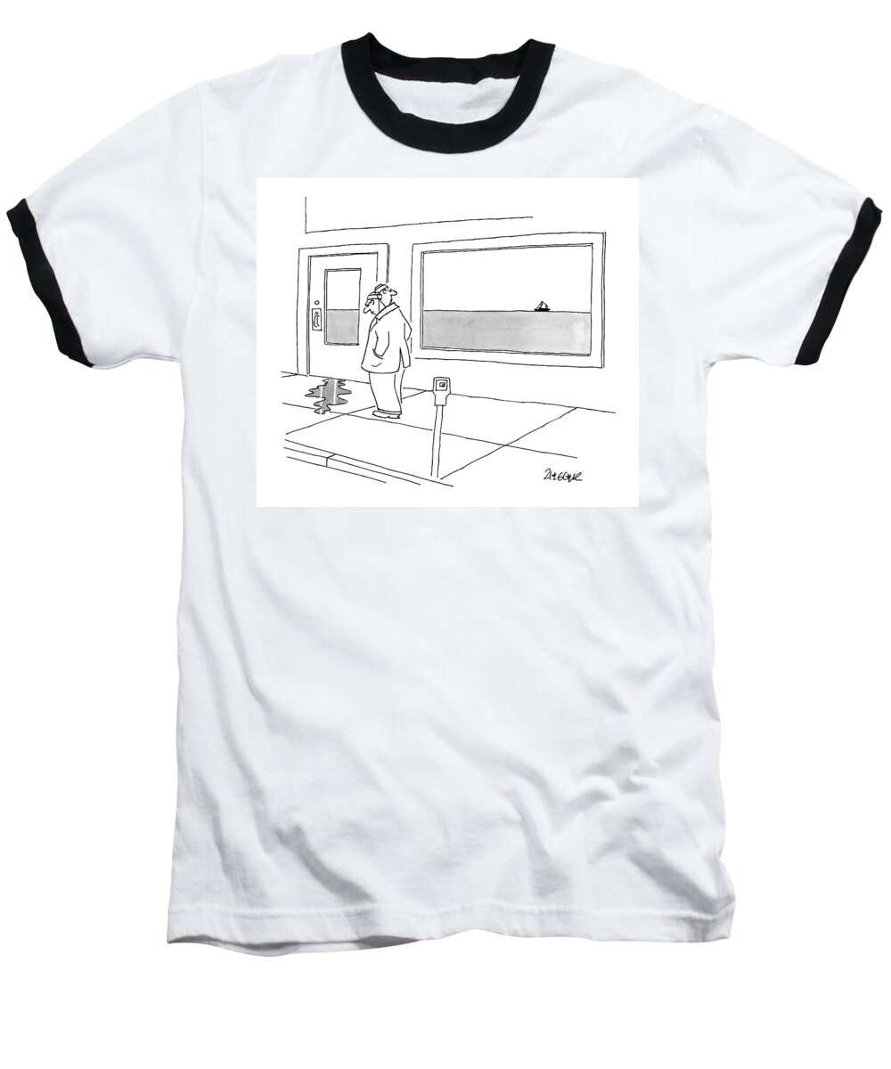 Captionless. Doors Baseball T-Shirt featuring the drawing New Yorker May 4th, 2009 by Jack Ziegler