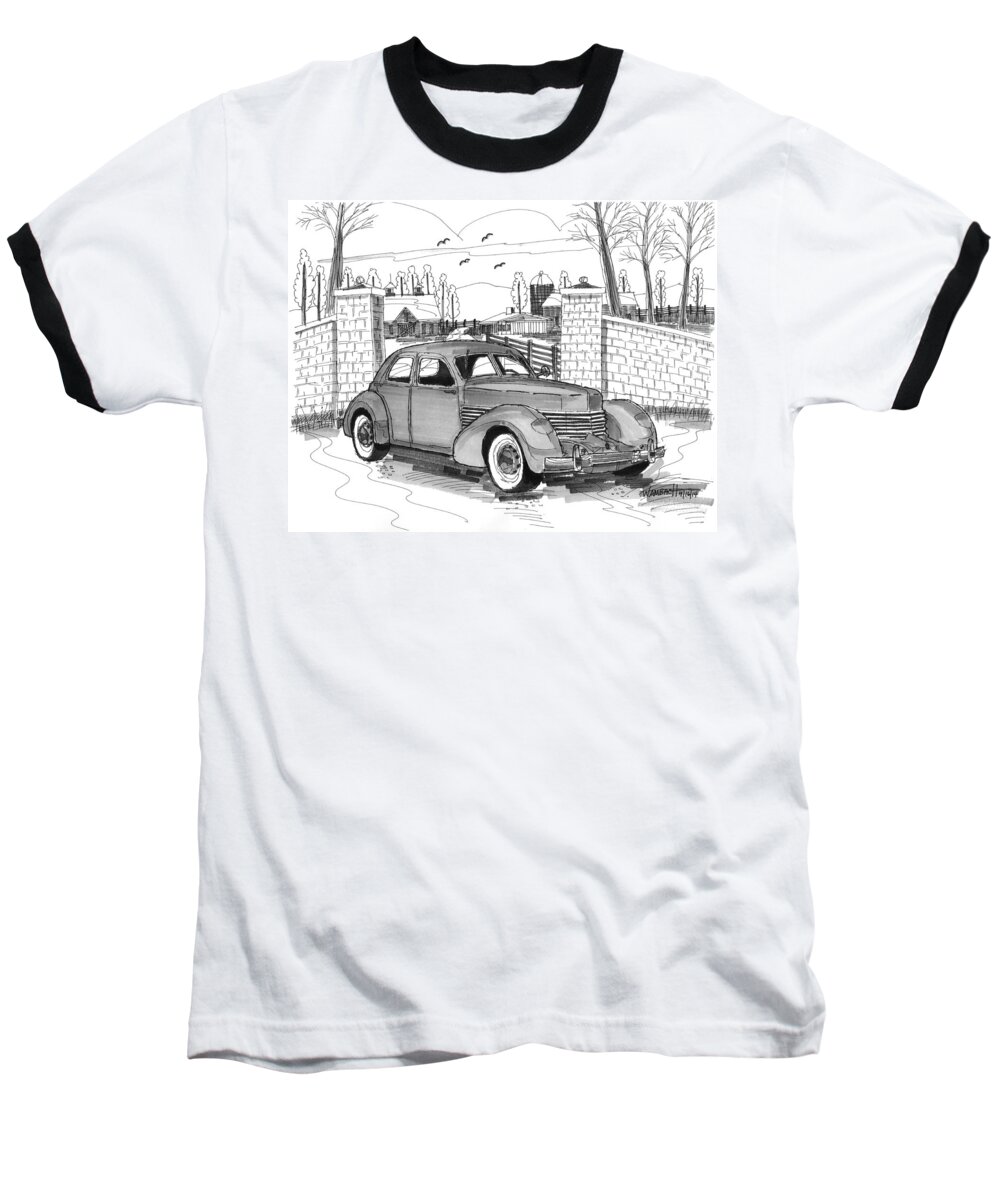 1937 Cord 812 Baseball T-Shirt featuring the drawing 1937 Cord 812 by Richard Wambach