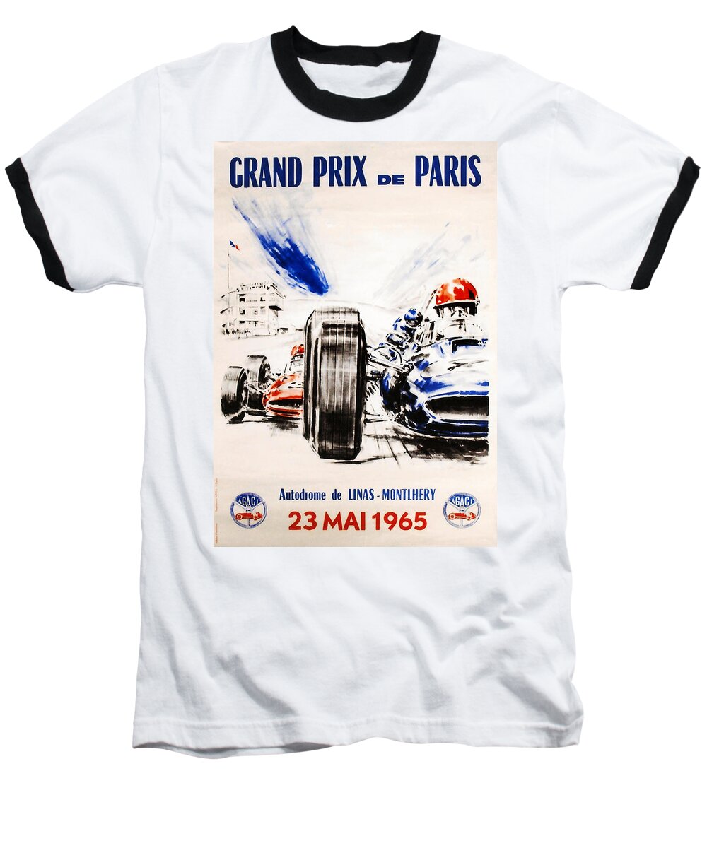 Paris Grand Prix Baseball T-Shirt featuring the digital art 1965 Grand Prix de Paris by Georgia Clare