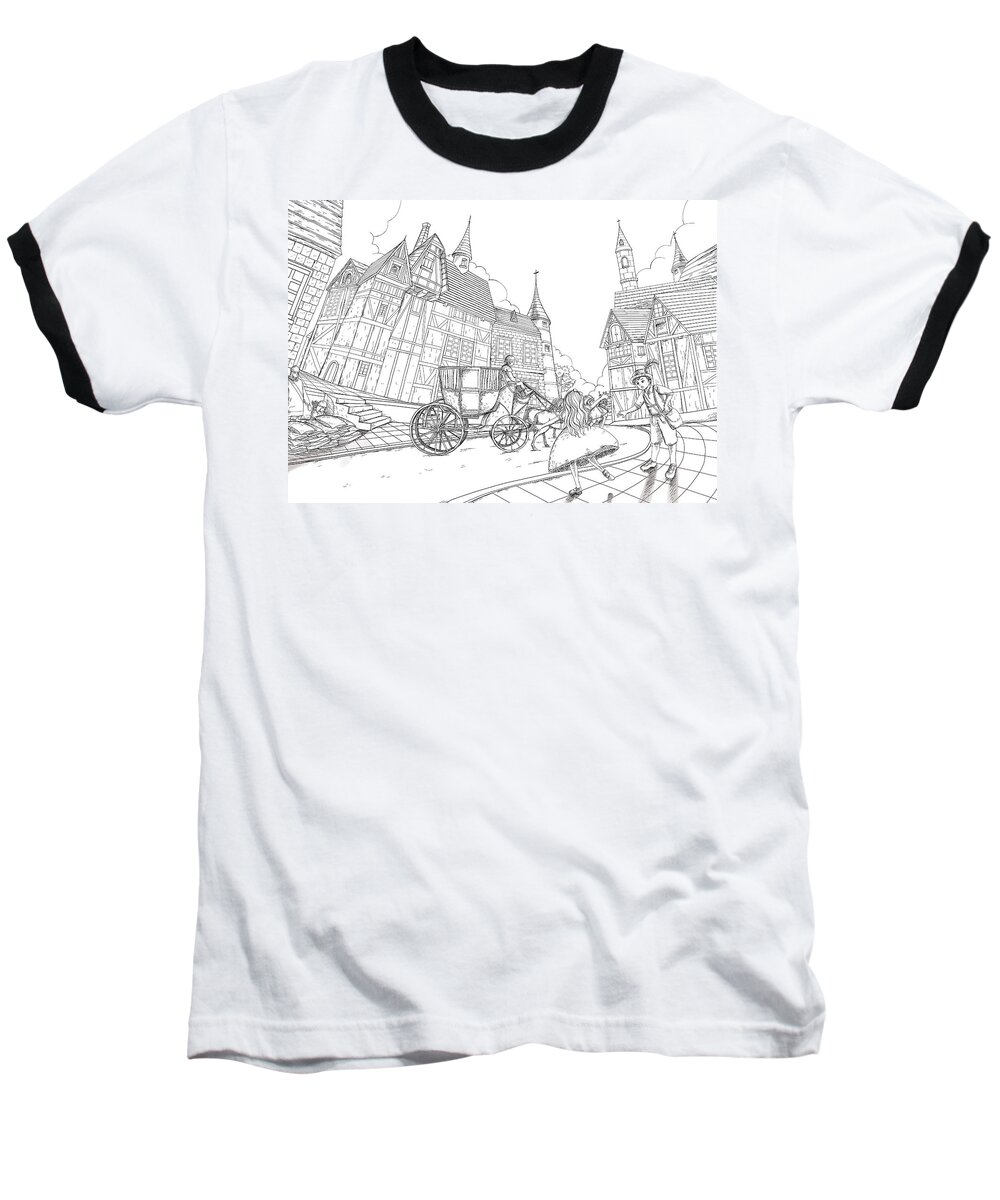 The Wurtherington Diary Baseball T-Shirt featuring the painting The Bavarian Village #3 by Reynold Jay