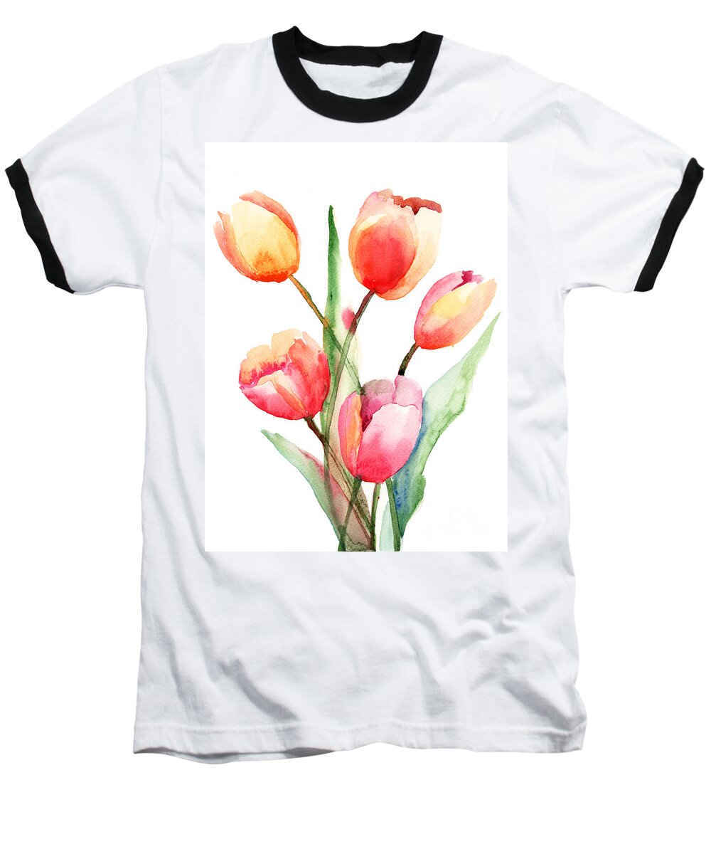 Backdrop Baseball T-Shirt featuring the painting Tulips flowers #2 by Regina Jershova