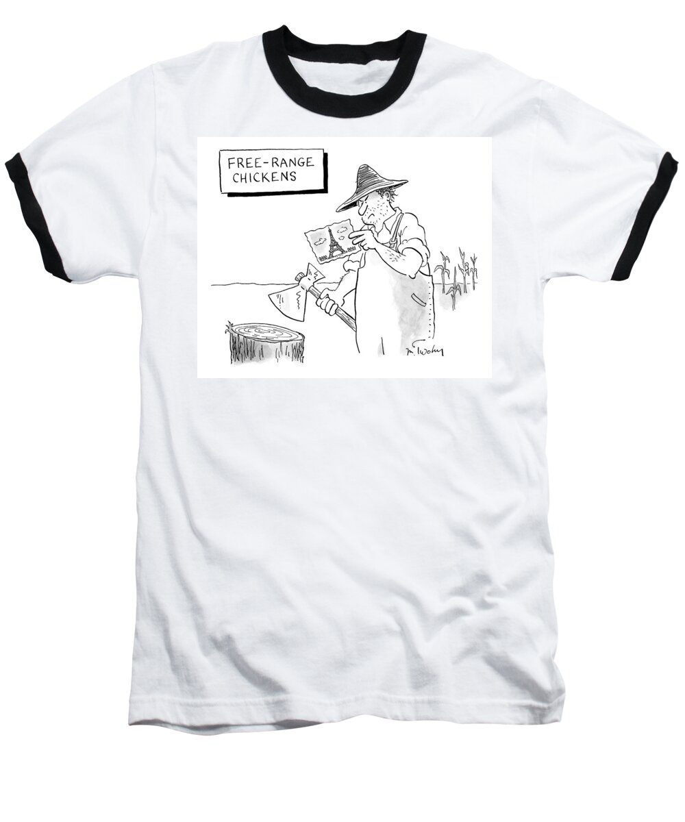 Captionless. Farmers Baseball T-Shirt featuring the drawing New Yorker April 20th, 2009 by Mike Twohy