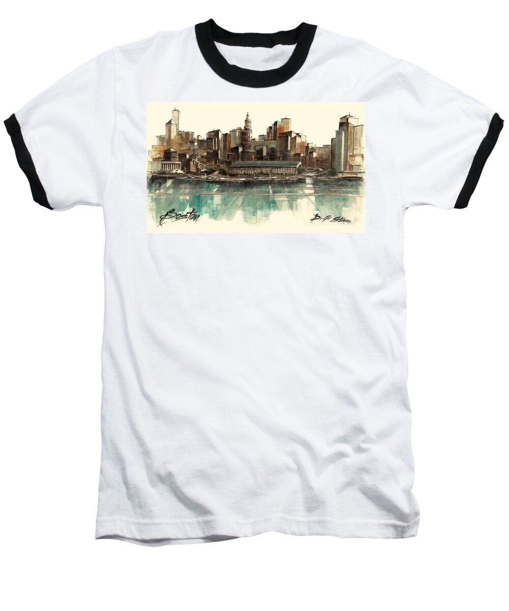 Fineartamerica.com Baseball T-Shirt featuring the painting Boston Skyline #22 by Diane Strain