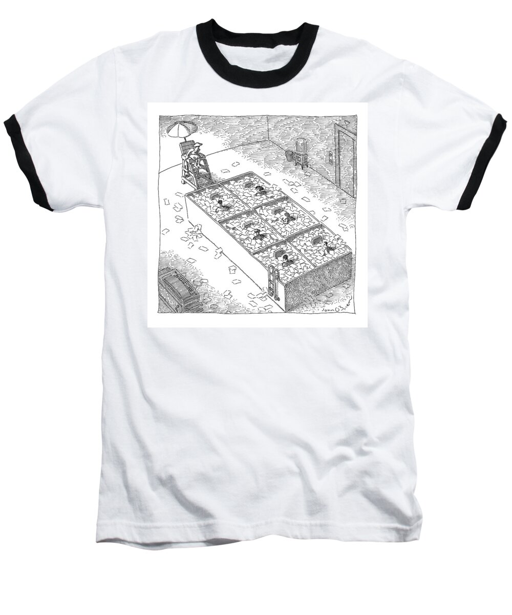 Paper Cubicles Baseball T-Shirt featuring the drawing Captionless; Paper Cubicles by John O'Brien
