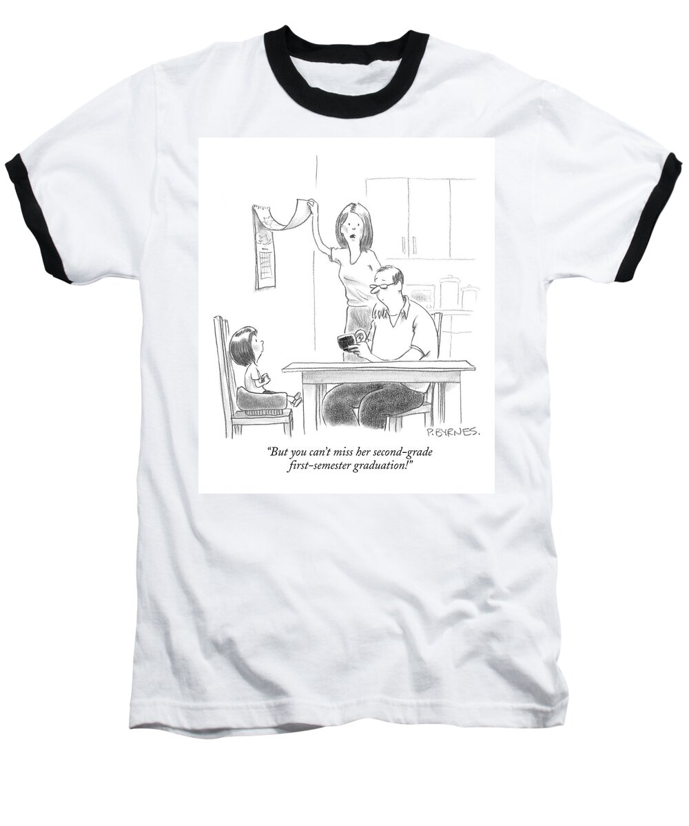 Elementary School Baseball T-Shirt featuring the drawing But You Can't Miss Her Second-grade by Pat Byrnes