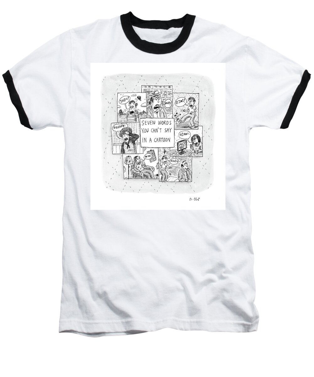 Captionless Baseball T-Shirt featuring the drawing New Yorker July 7th, 2008 by Roz Chast
