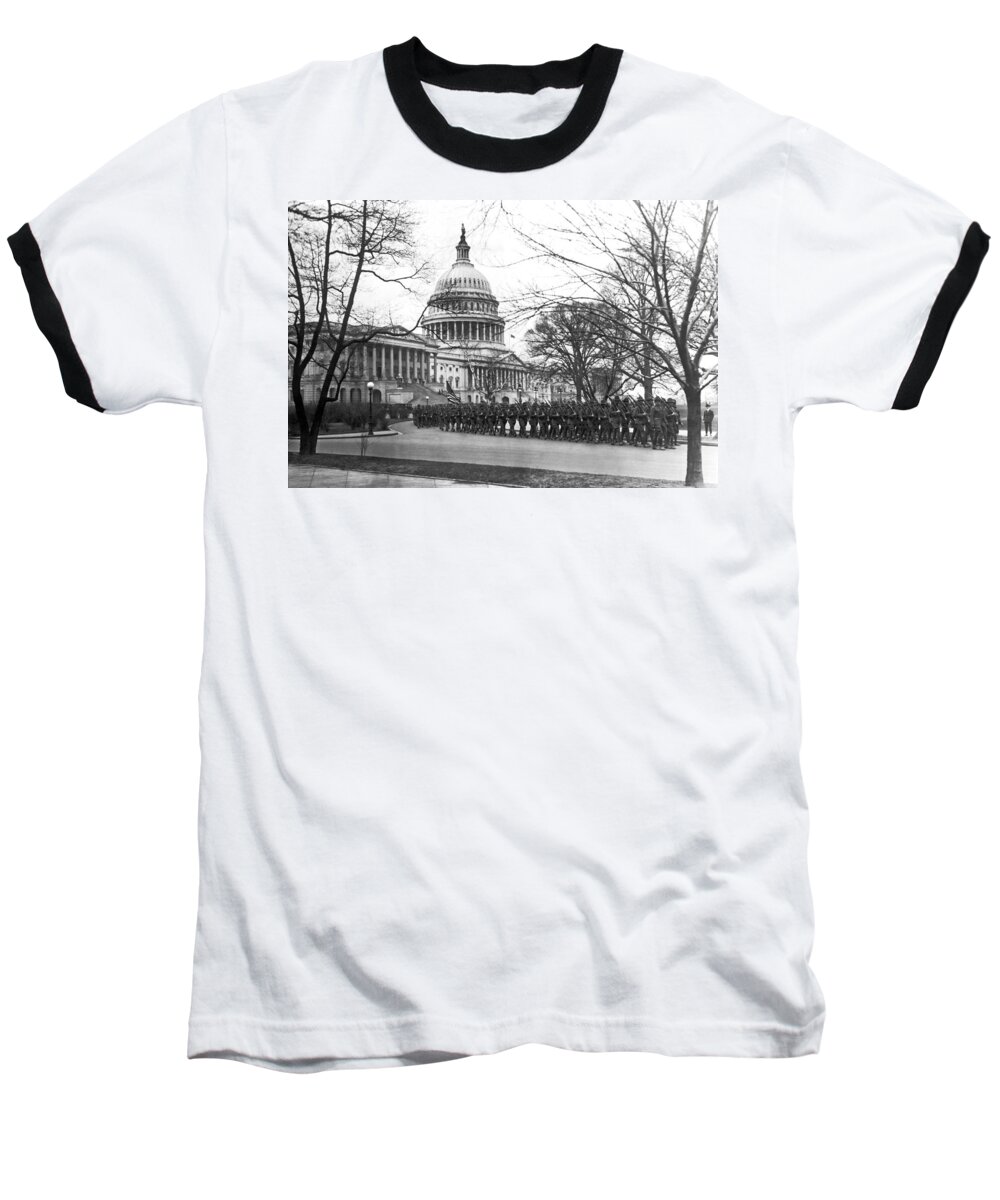 1920 Baseball T-Shirt featuring the photograph 63rd Infantry Ready In DC by Underwood Archives