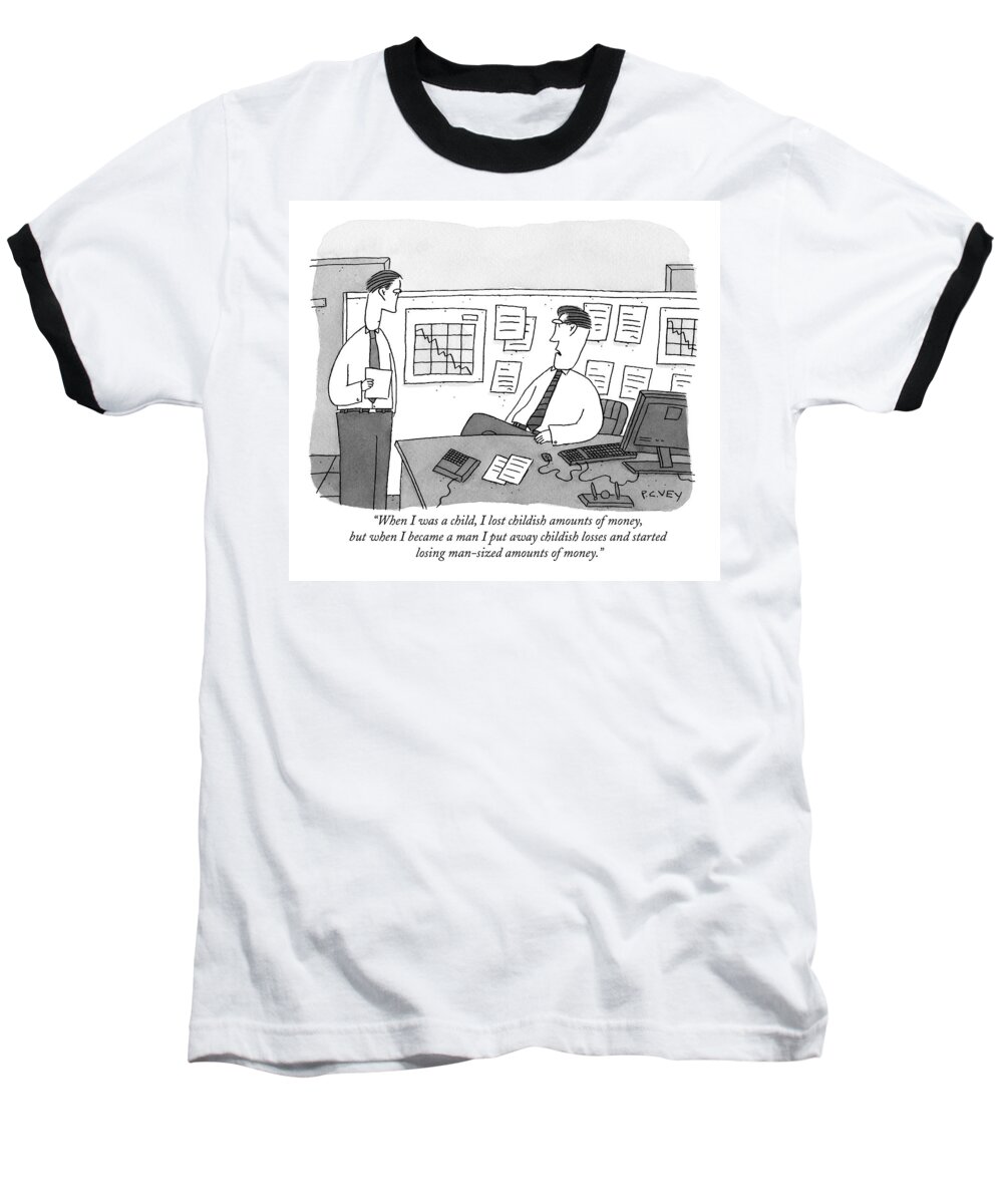 When I Was A Child Baseball T-Shirt featuring the drawing When I Was A Child by Peter C. Vey
