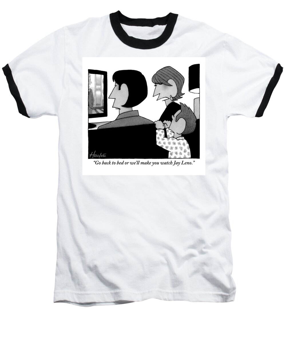 Tv Baseball T-Shirt featuring the drawing A Mother Addresses Her Child Who Is Peaking by William Haefeli