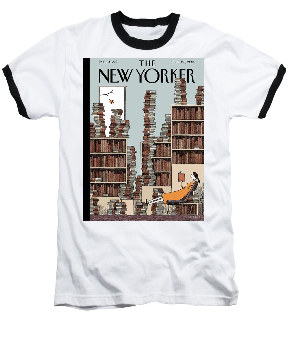 Books Baseball T-Shirt featuring the painting Fall Library by Tom Gauld