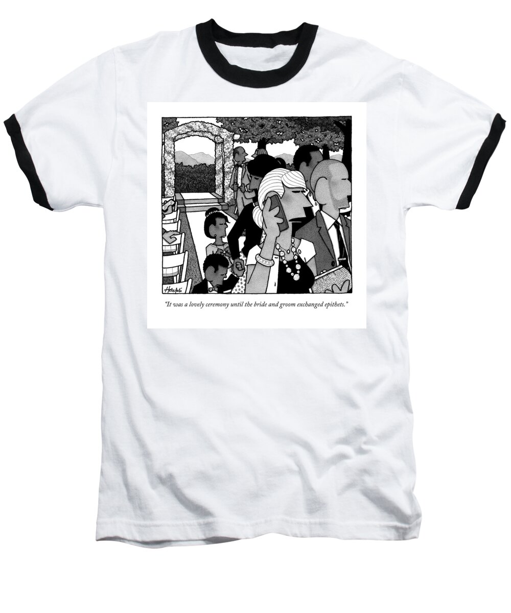 Wedding Baseball T-Shirt featuring the drawing A Woman Talking On A Cellphone by William Haefeli