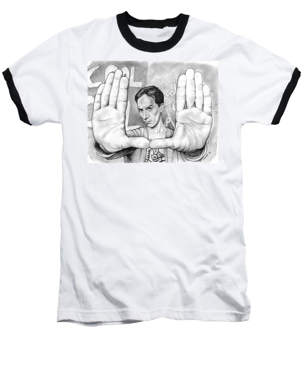 Comedian Baseball T-Shirt featuring the drawing Actor Danny Pudi by Greg Joens