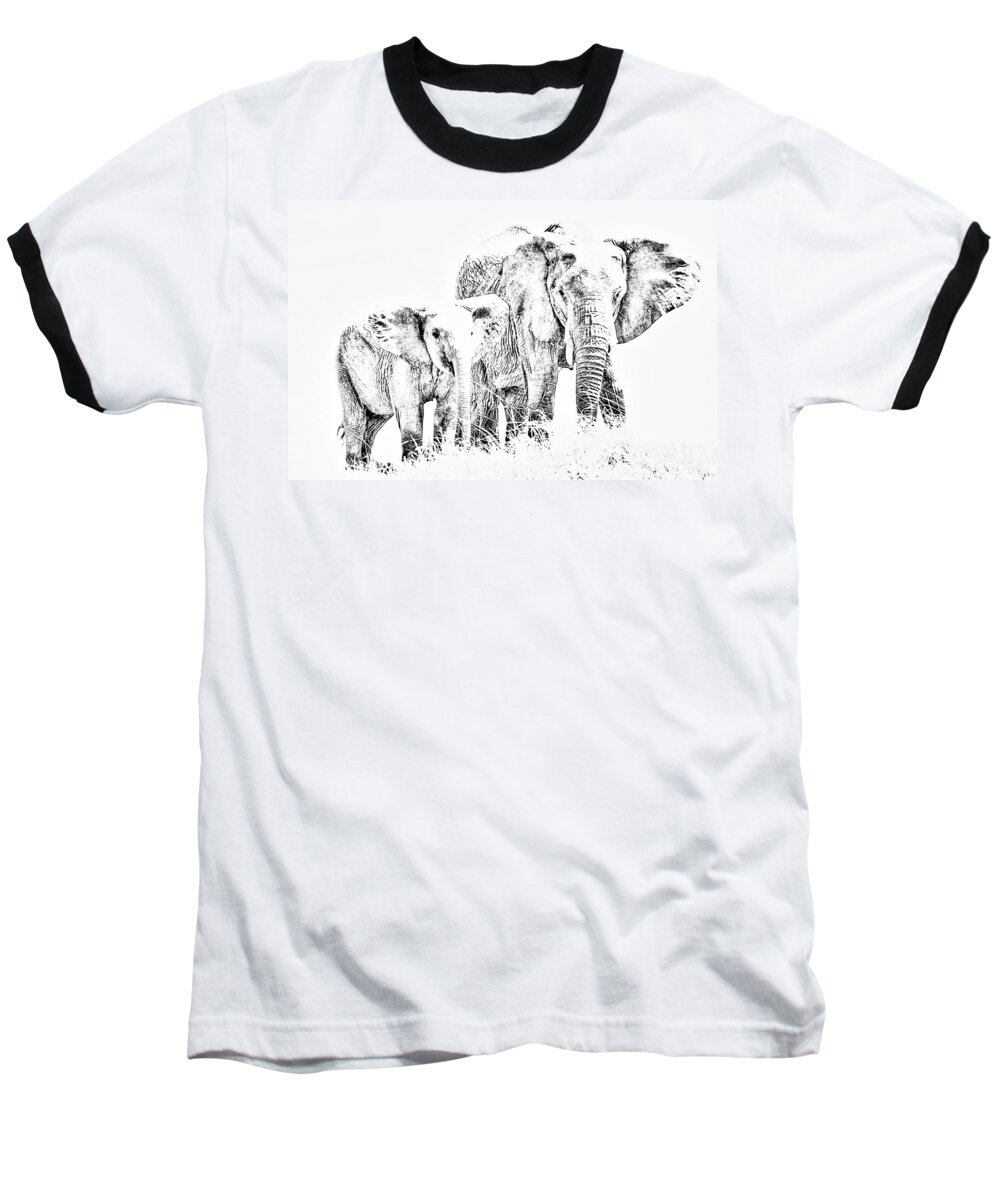 Elephant Baseball T-Shirt featuring the photograph African Elephants by Aidan Moran