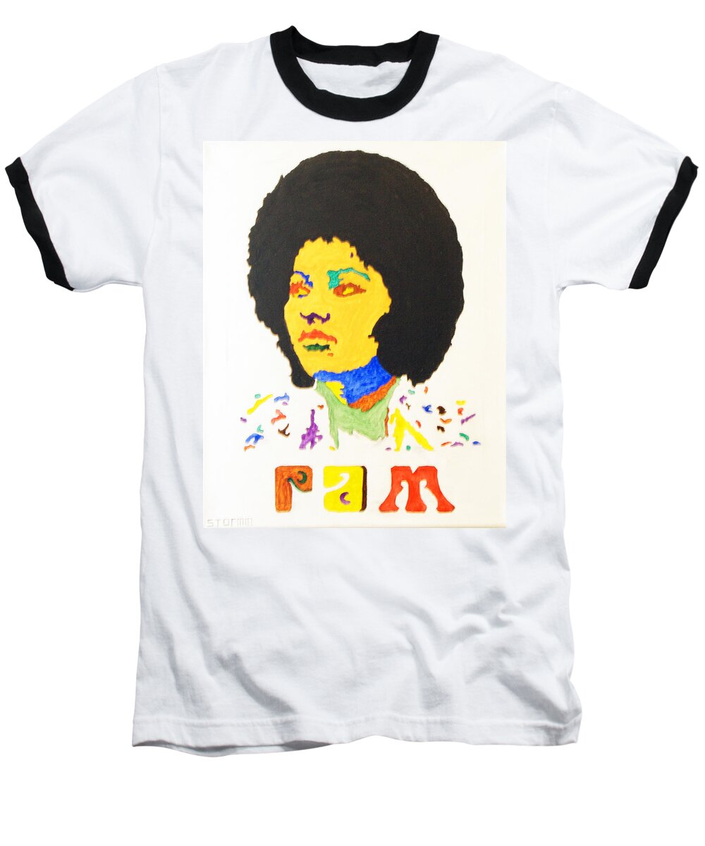 Pam Grier Baseball T-Shirt featuring the painting Afro Pam Grier by Stormm Bradshaw