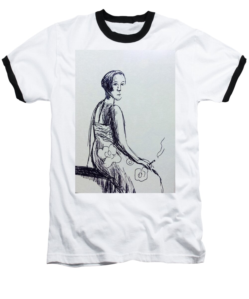  Baseball T-Shirt featuring the drawing Afternoon by Hae Kim