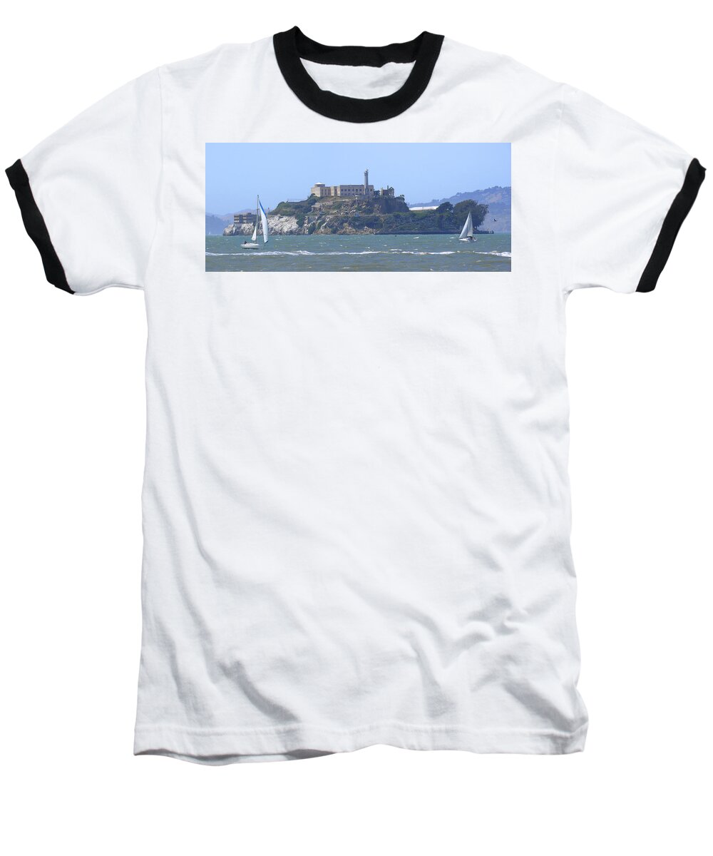 Landmarks Baseball T-Shirt featuring the photograph Alcatraz Island by Mike McGlothlen