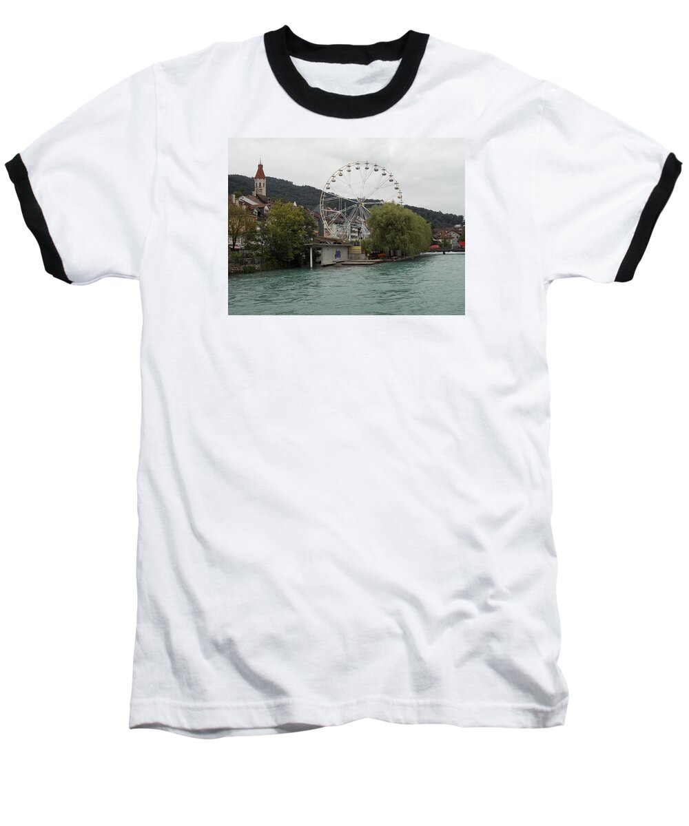 River Baseball T-Shirt featuring the photograph Along the River in Thun by Nina Kindred