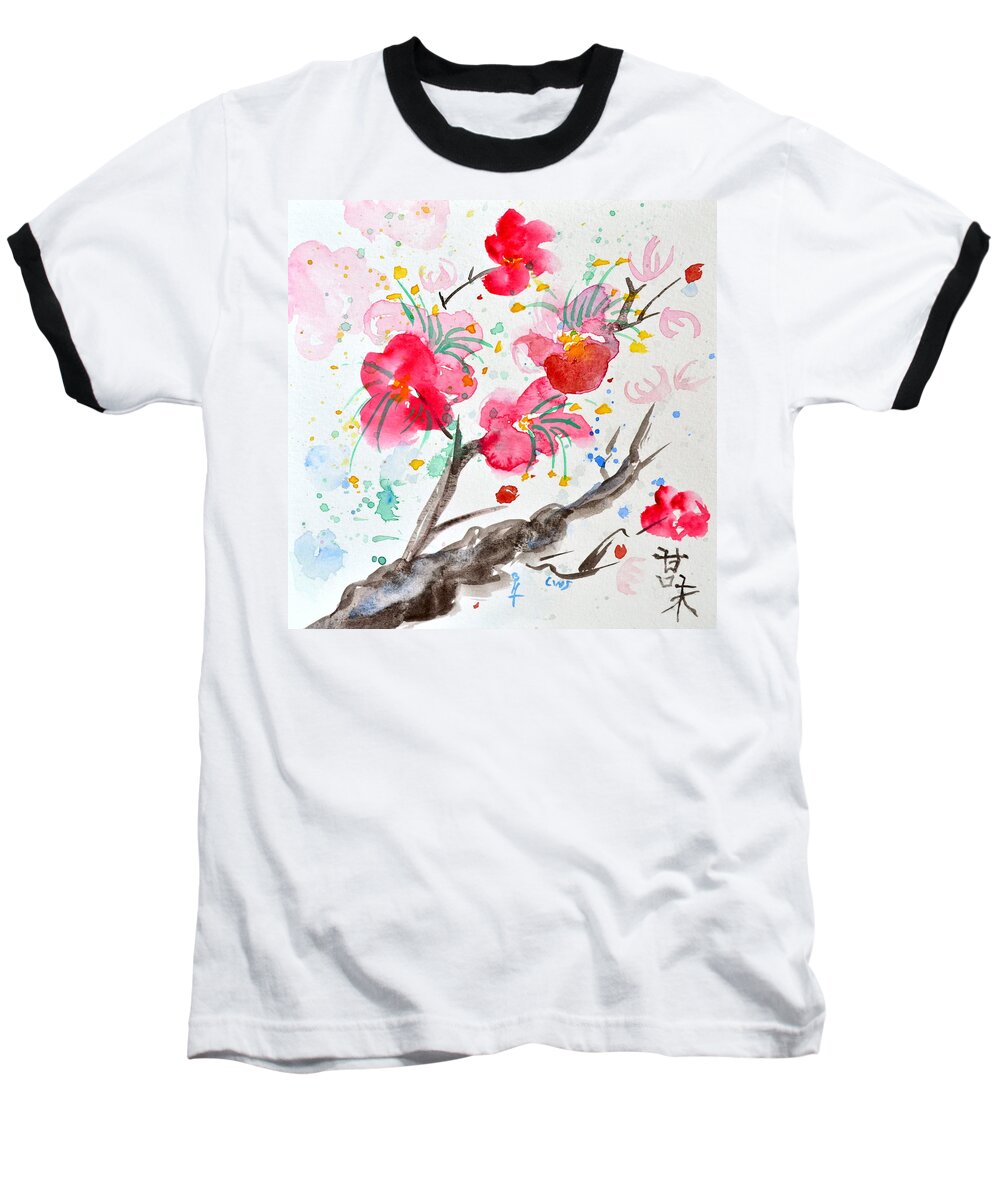 Amami Baseball T-Shirt featuring the painting Amami or Sweetness by Beverley Harper Tinsley