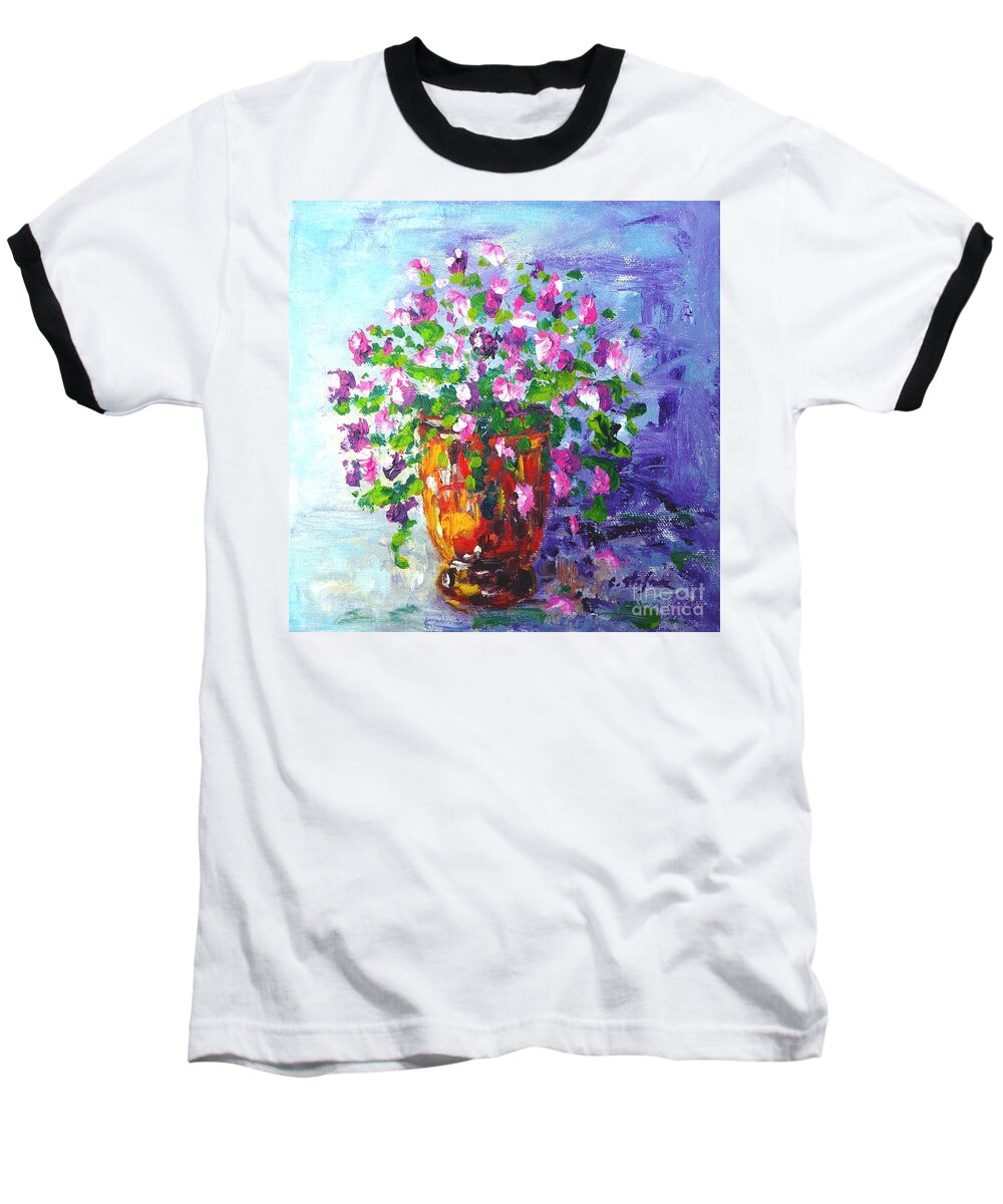 Flower Baseball T-Shirt featuring the painting Anduze Pot with Flowers by Cristina Stefan