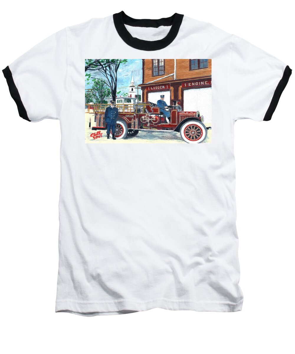 Landscape Baseball T-Shirt featuring the painting Ashland Ladder 1 by Cliff Wilson